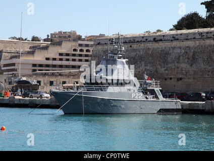 Maltese armed forces Inshore Patrol boat P22 Valletta Harbour, Malta, Southern Europe. Stock Photo