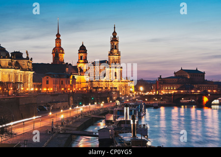 Old town view at night, Dresden, Saxony, Germany, Europe Stock Photo