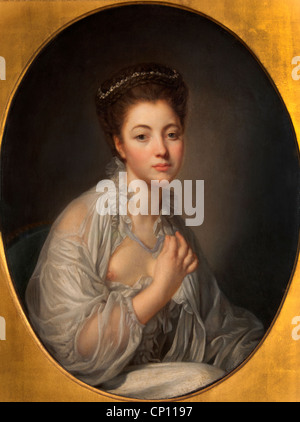 Jean Baptiste Greuze 1725 - 1805  French  Portrait de jeune femme -  Portrait of a young woman Stock Photo