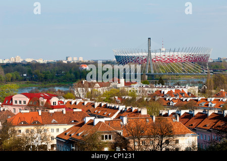 View of National Stadium and rooftops, Warsaw, Poland Stock Photo