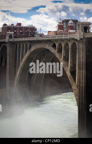 Monroe Street bridge over the Spokane River in Spokane, Washington Stock Photo