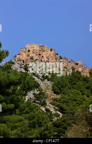 The abandoned village of Anavatos, often called the 'Mystras of the Northeast Aegean', Chios island, Greece Stock Photo