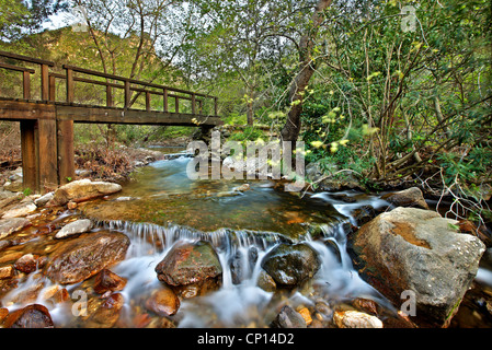 Walking in the gorge of Kambia, the most beautiful trail, on the north part of Chios island, Northeast Aegean, Greece Stock Photo