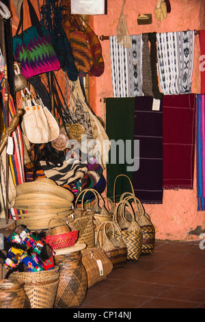 Shop in 'San Francisco Square' in Old Town, Quito, Ecuador. These shops allow native crafts to be sold to tourists. Stock Photo