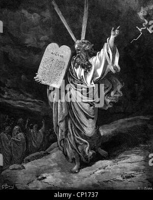 Moses, Hebrew prophet, full length, portrayal: Moses gets the tablets ...