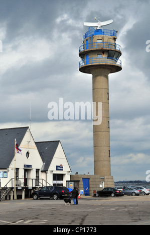 Calshot Coastguard Tower at the southern end of Southampton Water. Now operated by NCI - the National Coastwatch Institution. Stock Photo