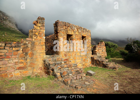 Ruins of an old building in mist Stock Photo