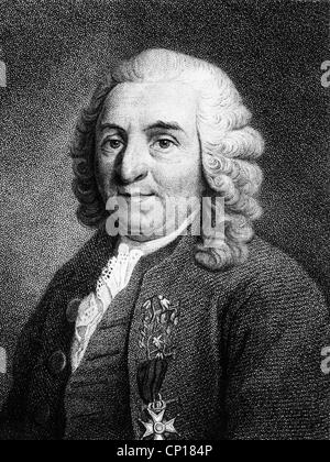 Linne, Carl von (Carl Linnaeus), 23.5.1707 - 10.1.1778, Swedish natural scientist, portrait, engraving by Friedrich Wilhelm Bollinger (1777 - 1825), early 19th century, Stock Photo