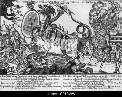 geography / travel, France, French Revolution 1789-1799, caricature 'The insatiable monster of the national assembly', Germany, 1792, Additional-Rights-Clearences-Not Available Stock Photo