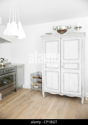 Painted kitchen dresser in kitchen, Orchard Cottage, UK. Stock Photo