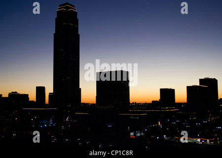 View of the Galleria Mall area of Houston at sunset. Stock Photo