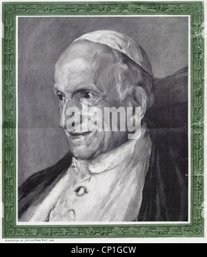 Leo XIII (Vincenzo Gioacchino count Pecci), 2.3.1810 - 20.6.1903, Pope 20.2.1878 - 20.6.1903, portrait, woodcut, supplement,  'Alte und Neue Welt', 1903, , Stock Photo