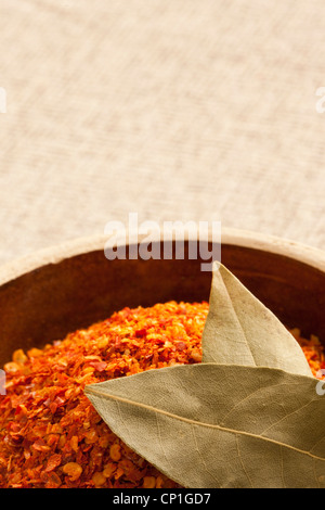 Close-up of red chilli powder Stock Photo
