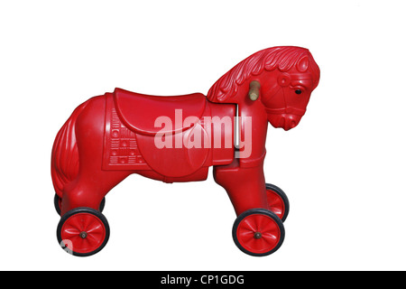 Old plastic rocking horse Stock Photo