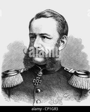 Fabrice, Georg Friedrich Alfred count of, 23.5.1818 - 25.3.1891,  Saxon general, Saxon Minister of War 21.10.1866 - 25.3.1891, Governor-General of the Occupied Northern France January 1870 - June 1871, portrait, wood engraving, 1871, , Stock Photo