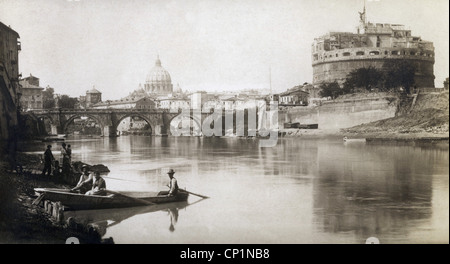 geography / travel, Italy, Rome, Vatican, Castel Sant'Angelo, exterior view, picture postcard, circa 1905, Additional-Rights-Clearences-Not Available Stock Photo