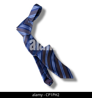 A still life shot of a mens blue striped tie Stock Photo