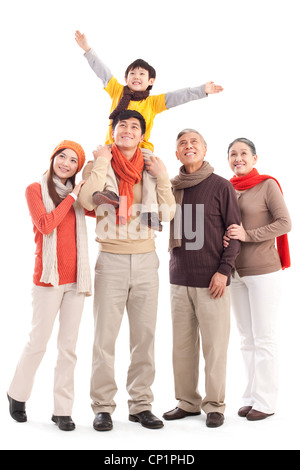 Happy family looking afar Stock Photo