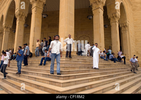 Outside the Muhammad Al-Amine Mosque during Friday prayers, Downtown, Beirut, Lebanon. Stock Photo