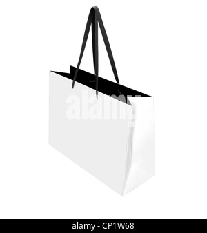 White paper bag isolated on white background. Clipping path Stock Photo