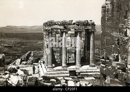 geography / travel, Greece, Athens, Acropolis, temple of Athena Nike, exterior view, drawing, late 19th century, Additional-Rights-Clearences-Not Available Stock Photo