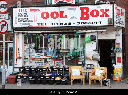 Tool Box tool and garden accessories shop, Leek, Staffordshire, England, UK Stock Photo