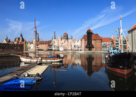 View over the river Motlawa the Old Town in Gdansk, Poland. Stock Photo