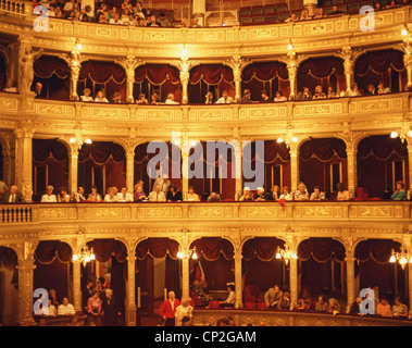 Audience in auditorium during performance in State Opera House, Pest, Budapest, Republic of Hungary Stock Photo