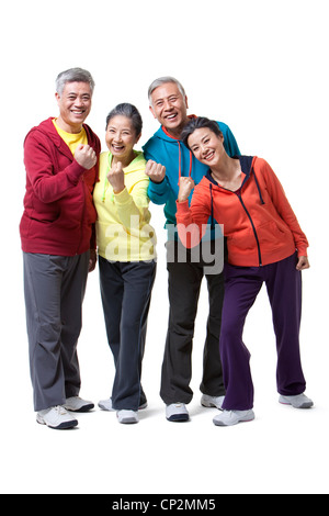 Healthy senior people punching the air Stock Photo