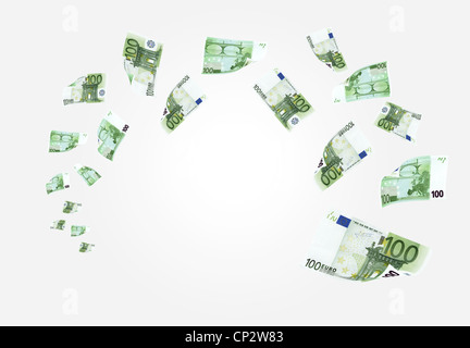 Falling 100 euro money banknotes Stock Photo
