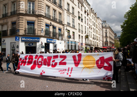 Paris, France -  Indignants protest  Against French presidential elections. Stock Photo
