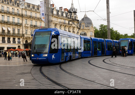 Trams take care of a major part of Montpellier transport with four different lines. Stock Photo