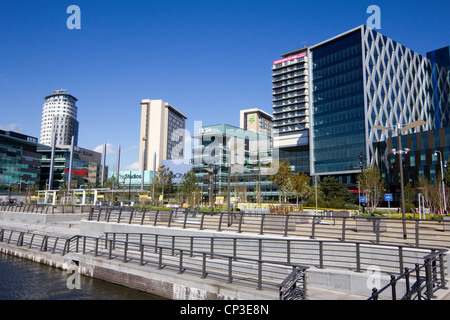 Media City UK Salford Quays on the banks of the Manchester Ship Canal near manchester midlands england uk gb Stock Photo
