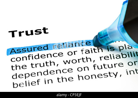 Assured reliance highlighted in blue, under the heading Trust Stock Photo