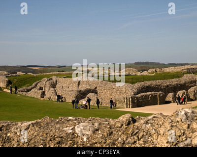 The ruins of Iron Age hill fort Old Sarum Salisbury Wiltshire Hampshire England UK Stock Photo