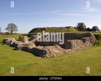 The ruins of Iron Age hill fort Old Sarum Salisbury Wiltshire Hampshire England UK Stock Photo