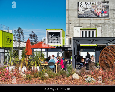 Cafe at Christchurch Container Mall, New Zealand. Stock Photo