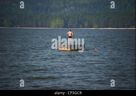 Macha lake, tourist centre Doksy, beach, Czech Republic Stock Photo