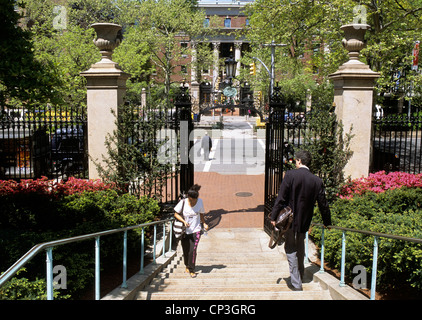 Columbia University Barnard College Campus Gate in the spring. New York City, Upper West Side, Broadway Amsterdam Avenue. USA Stock Photo