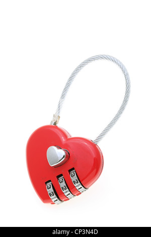 Red hart shaped padlock Stock Photo
