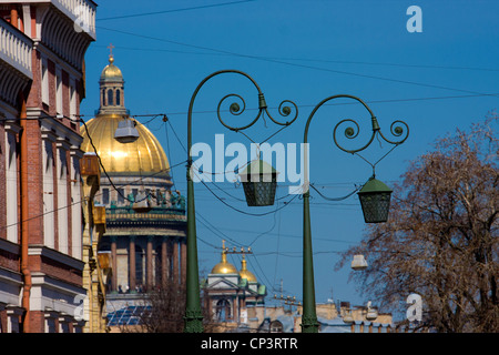 Saint-Petersburg, Saint Isaac's Cathedral, Isaakievskiy Sobor, lamp, streetlight Stock Photo