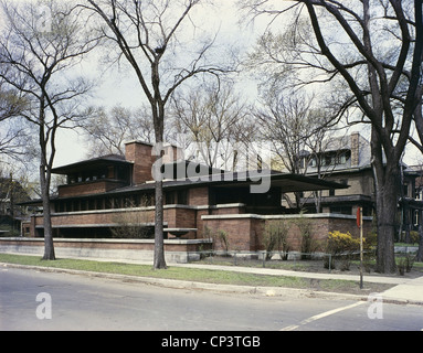 United States of America Illinois Chicago. Hyde Park. Frederick C. Robie House. Architect Frank Lloyd Wright (1869-1959), 1910. Stock Photo