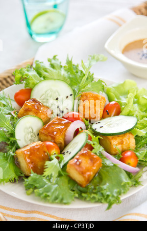Tofu salad with sesame dressing Stock Photo