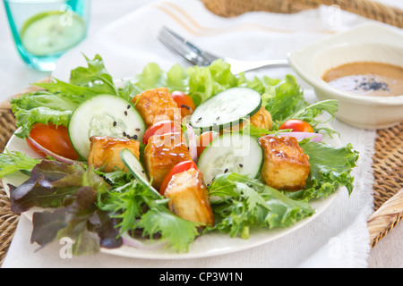 Tofu salad with sesame dressing Stock Photo