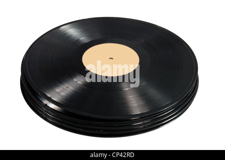 stack of old vinyl isolated on a white background Stock Photo