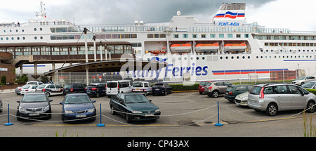 General panoramic view of the port of Santander city with the Brittany Ferry in Cantabria, Spain, Europe Stock Photo