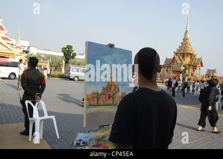 Painting at Funeral Temple of Princess Bejaratana Rajasuda Sirisobhabannavadi in Bangkok Stock Photo