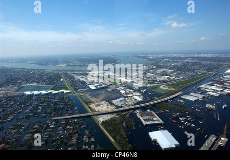 New Orleans neighborhoods flooded as a result of Hurricane Katrina. 80 of the city was flooded when levees failed during the Stock Photo