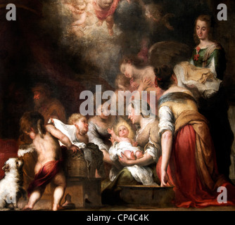 Birth of the Virgin 1661 by  Bartolomé Esteban Murillo 1618-1682 Spain Spanish Stock Photo