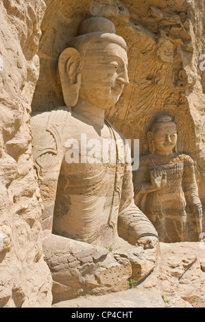 The Ratnasambhava Bodhisattva Cave (Cave 19) at the Yungang Grottoes - the second tallest at 16.8 mtrs. Stock Photo